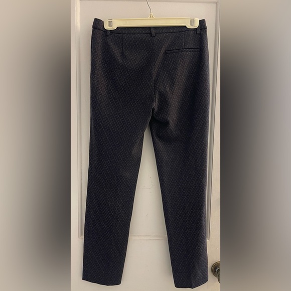 Theory Tailored Trellis Knit Trousers Charcoal Navy Knit Ponte Stretch - Picture 3 of 8